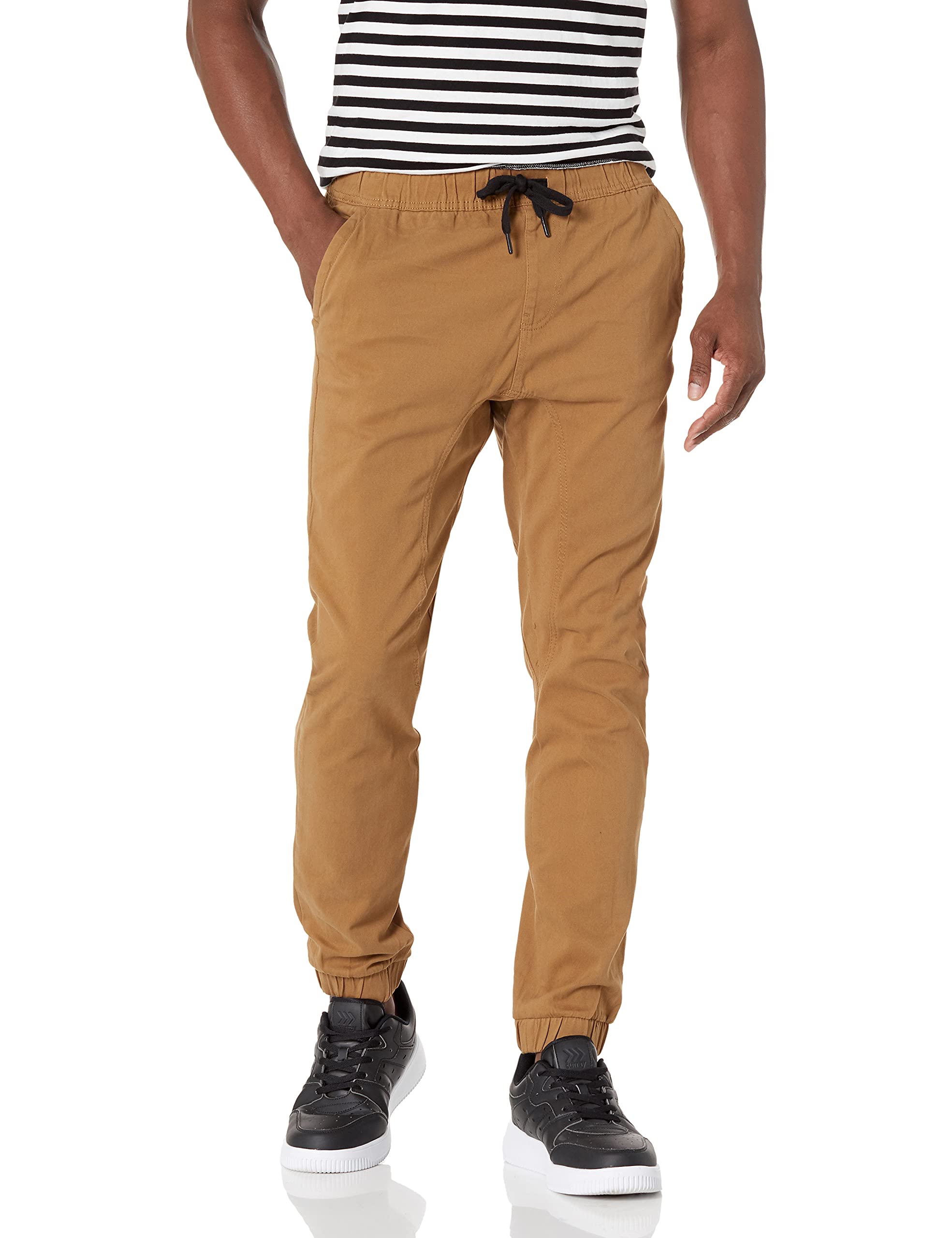 WT02Mens Jogger Pants in Basic Solid Colors and Stretch Twill Fabric