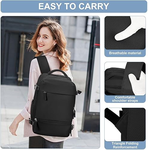 Miniatura 7 de Mochila de viaje simple y duradera con compartimento para zapatos, bolsa de viaje para artículos personales, aprobada para vuelo, resistente al