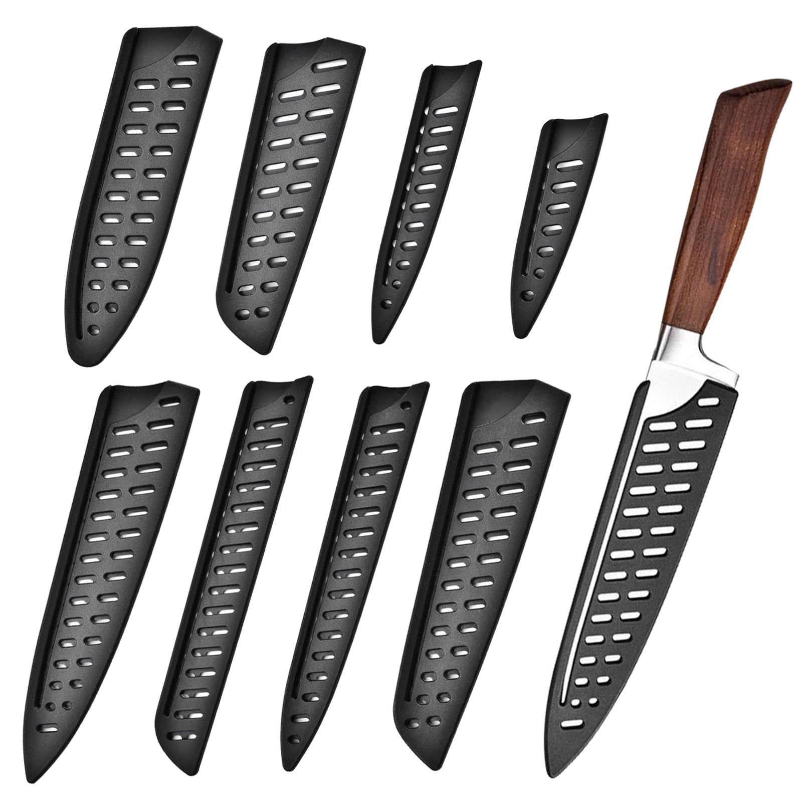8 Pezzi Coltelli Guaina Proteggi, Copricoltelli in 8 Misure, Fodero per Coltello da Cucina, Fodero Coltello Ventilato, Protezione Lama in Plastica per Diversi Tipi di Coltelli la Protezione della Lama