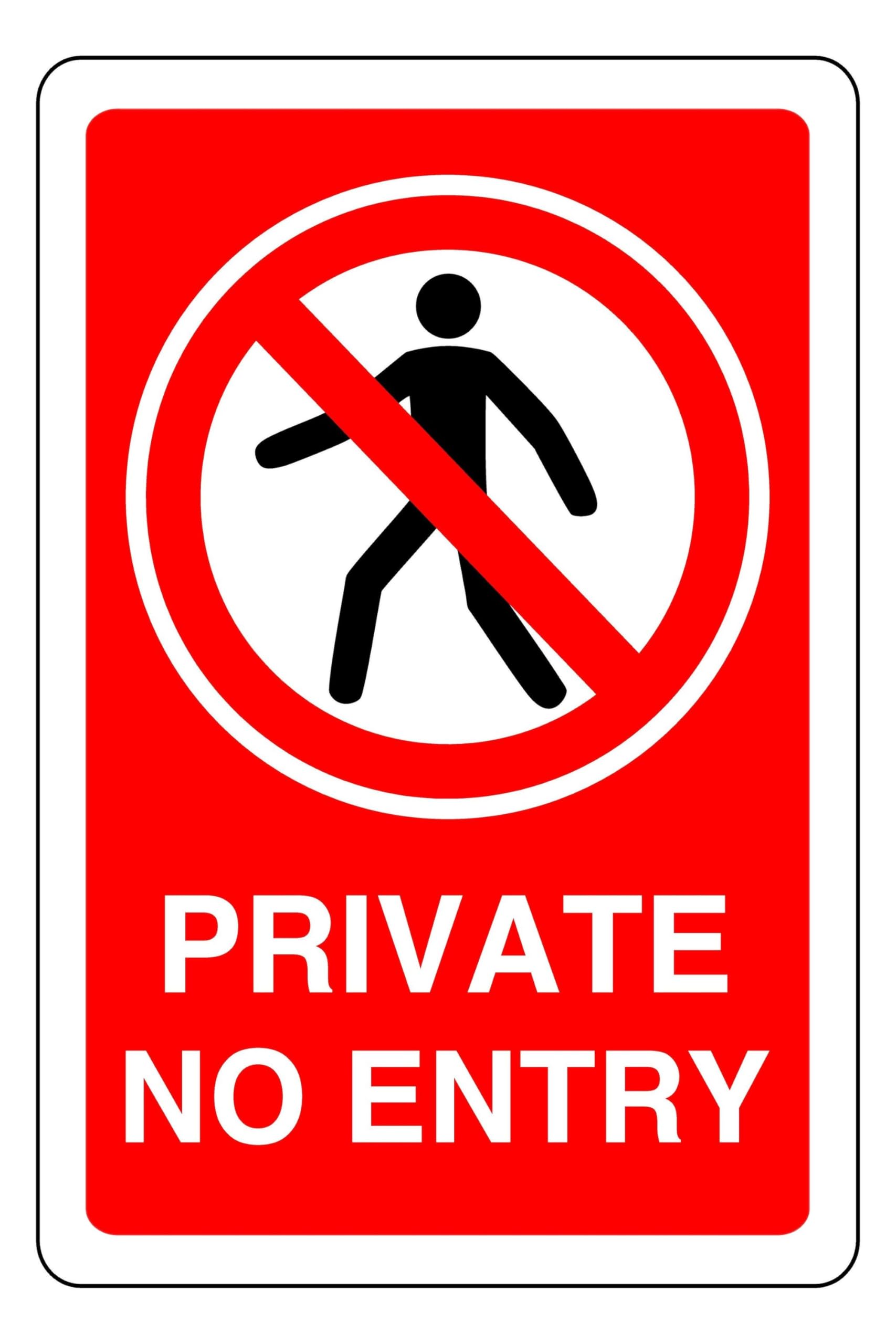 Private No Entry - safety sign- 3mm Aluminum Dibond for indoor/outdoor usage (600mm x 400mm) 20m Viewing Distance.