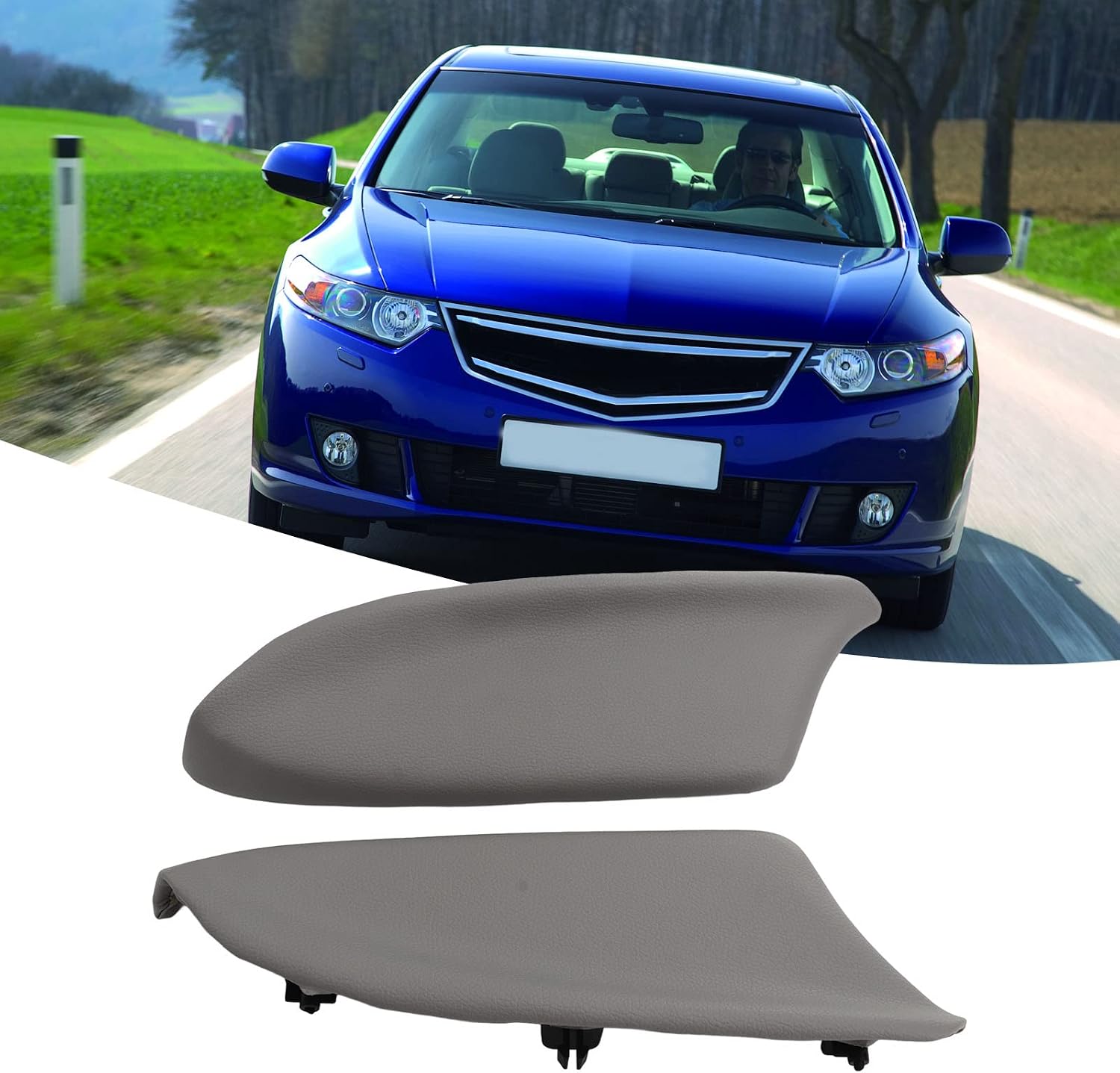 Car Front Door Handle Cover Armrest Lid Pad Compatibility with 08-12 Sedan Left Right Panel Protective Black (Grey)