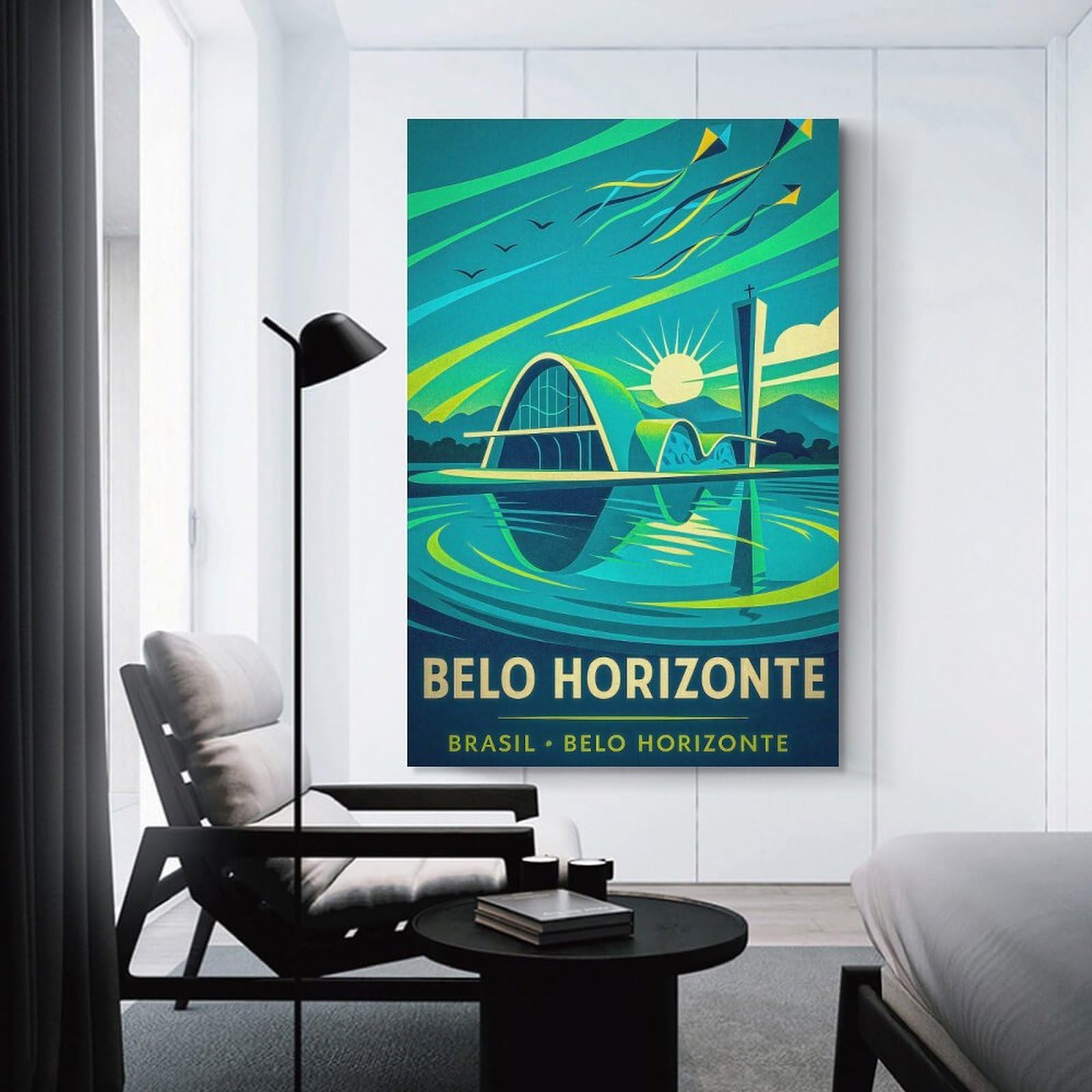 Junmoney Canvas Wall Picture Belo Horizonte Brazil Travel, 16x24inch(40x60cm), for Study, Office Or Focused Interiors, Wall Art That Adds Style to Work Areas