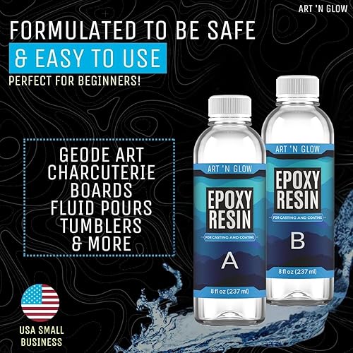 Vista 5 de Resina epoxi para fundición y revestimiento transparente – Kit de 1 galón – Resistente a los rayos UV, sin amarilleo, bajo olor, autonivelante