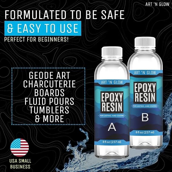 Crystal Clear Epoxy Resin 1 Gallon - Food Safe, UV Resistant, Bubble Free | Casting & coating epoxy resin for jewelry, coasters, molds, art, wood & more. Bubble-free, low odor, USA based business