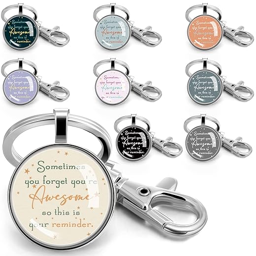 Roowest 18 Pieces Inspirational Keychain Bulk You're Awesome Sign Key Chain Employee Appreciation Christmas Key Ring Jewelry Gifts for Women Men Friend Teacher Coworker