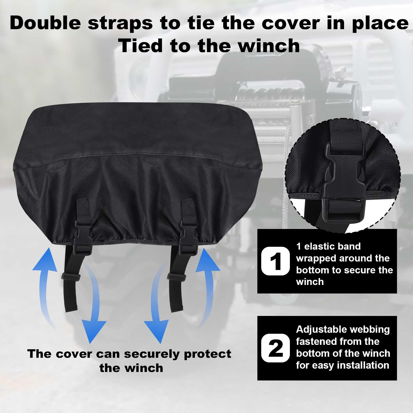 Copertura Verricello, 55x24x19cm Copertura Protettiva Nera in Tessuto Oxford Impermeabile Resistente alle Intemperie per Verricelli Elettrici da 8500 a 17500 Libbre per Uso Interno ed Esterno