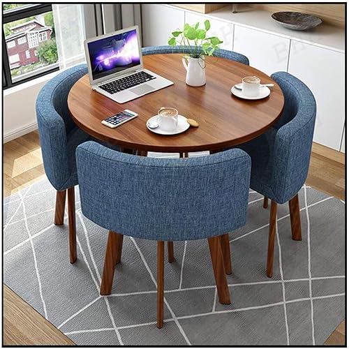 Mesa de centro redonda pequeña, mesa de oficina, mesa de sala de recepción, juego de mesa de comedor de negocios, juego de 4, combinación de