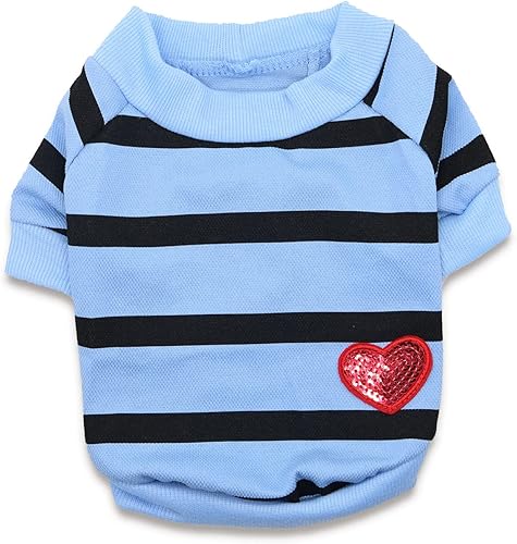Vista 39 de Paquete de 2 camisetas a rayas de bulldog francés para perros medianos, camisetas para Boston Terrier, Pitbull Bichon, Primavera y verano, ropa