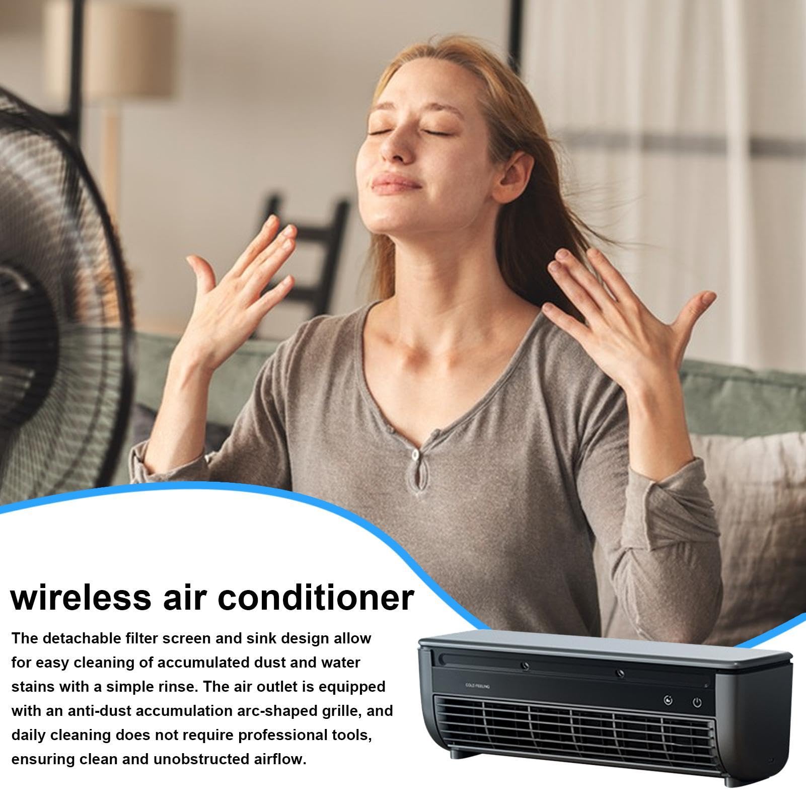 Ventilador Aire ondicionado,Enfriador Aire Para Dormitorio, No Requiere Perforación, A-ire ondicionado De Pared, Para Casas, Cocina, Dormitorio, Viajes, Baño