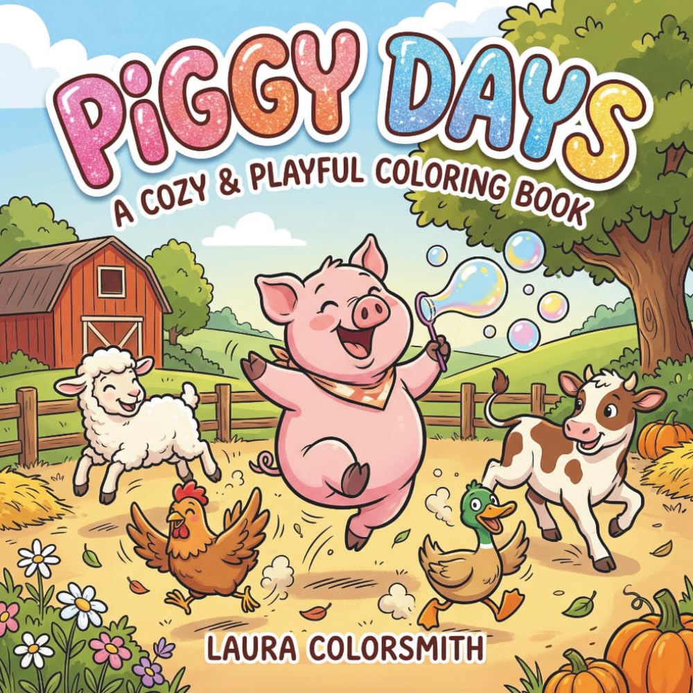 Piggy Days - A Cozy & Playful Coloring Book: A Fun and Easy Coloring Book Featuring Cute Pigs and Cozy Scenes for Kids, Teens, and Adults (Coloring book with animals)