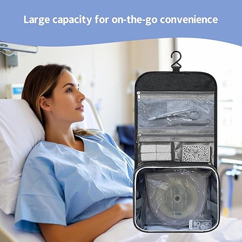 Miniatura 4 de Bolsa de viaje para suministros de ostomía y colostomía, perfecta para usuarios postoperatorios, con diseño colgante y fundas elegantes para