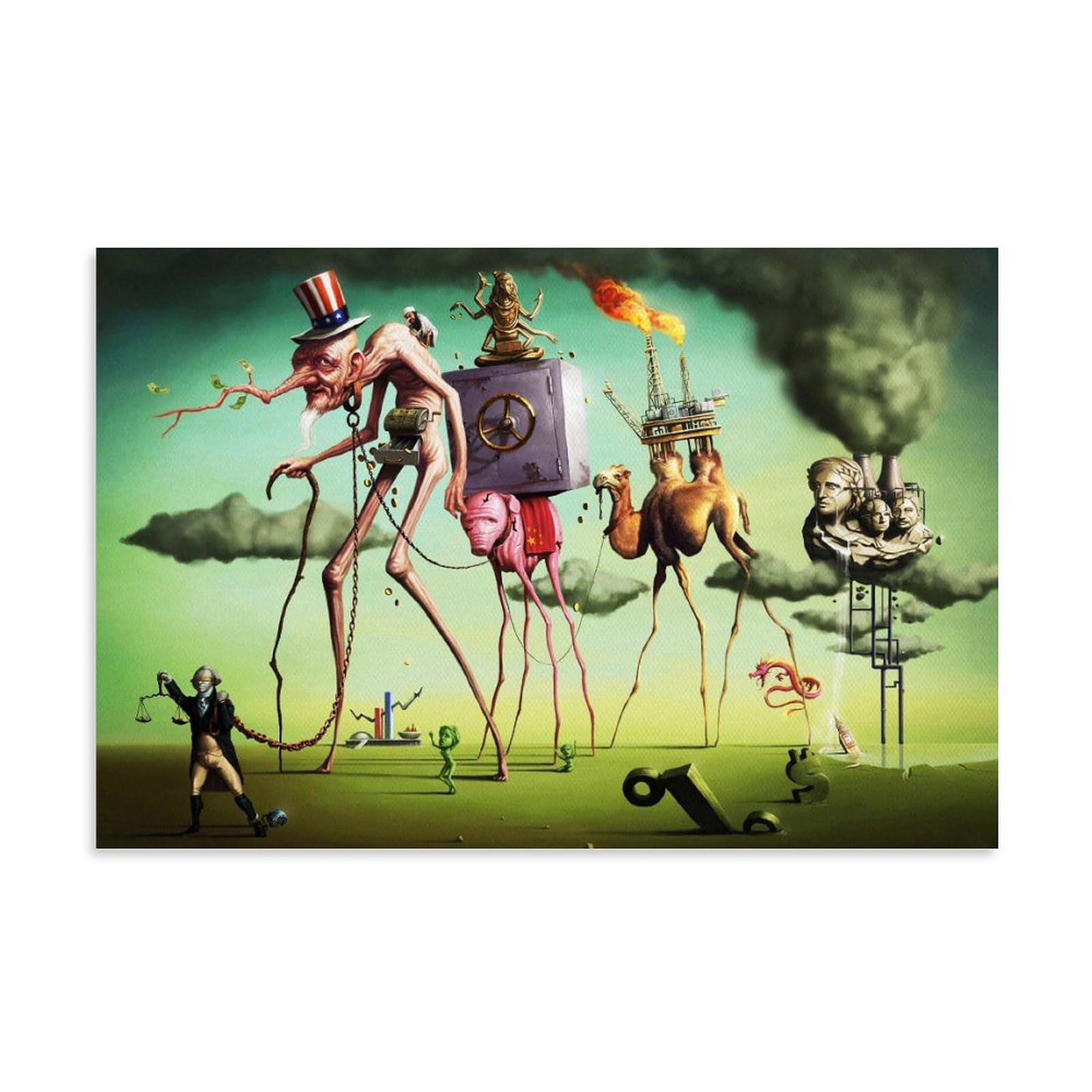 Cambos Unframe-Style Salvador Dali Famous Painters' Works（The American Dream）Printing Posters Wall Art Painting Canvas Gift Living Room Prints Bedroom Decor Artworks 12X18inch(30X45cm)