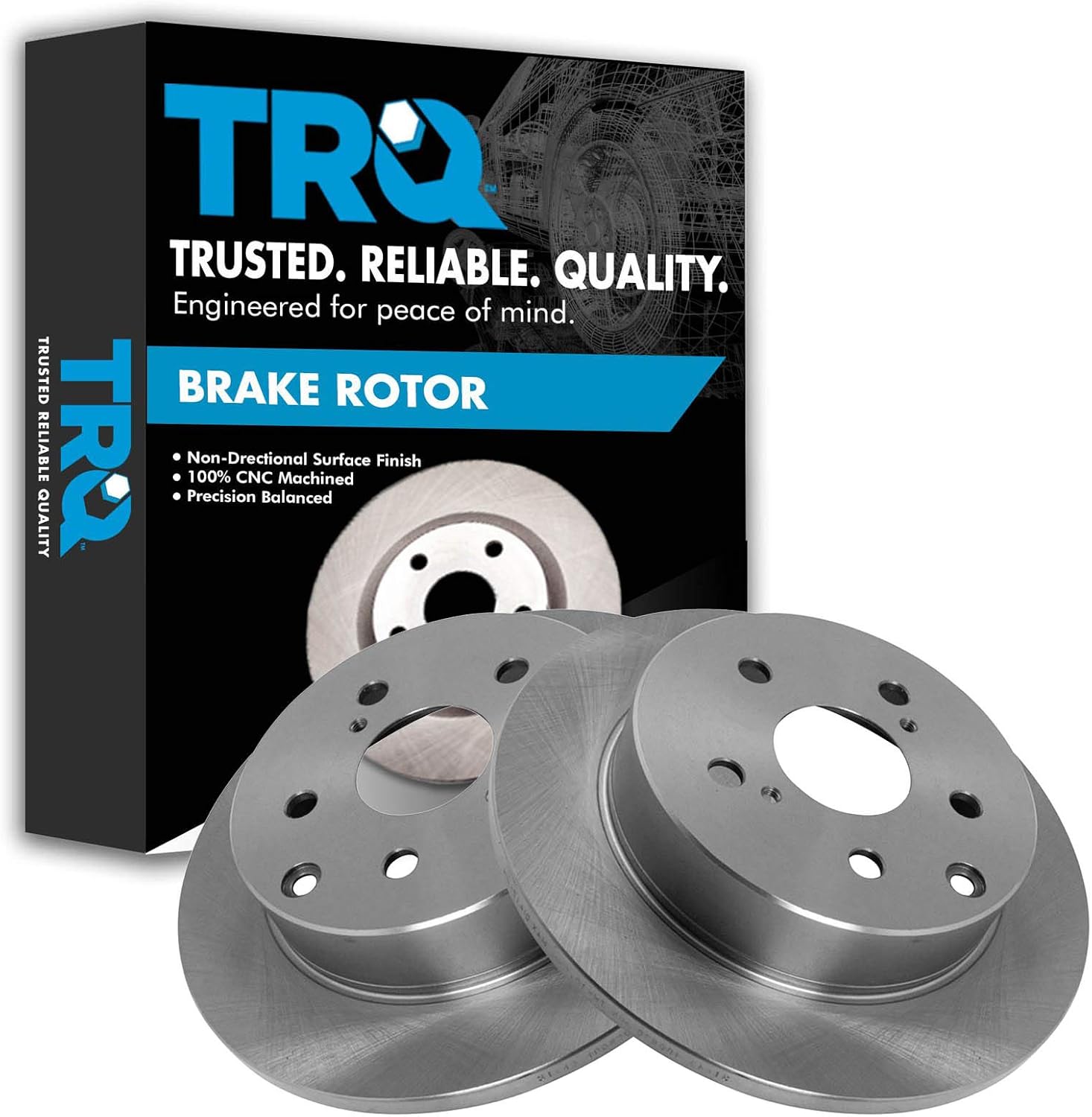TRQ Rear Brake Rotors Set Solid Compatible with 2010-2012 Lexus HS250h 2006-2018 Toyota RAV4