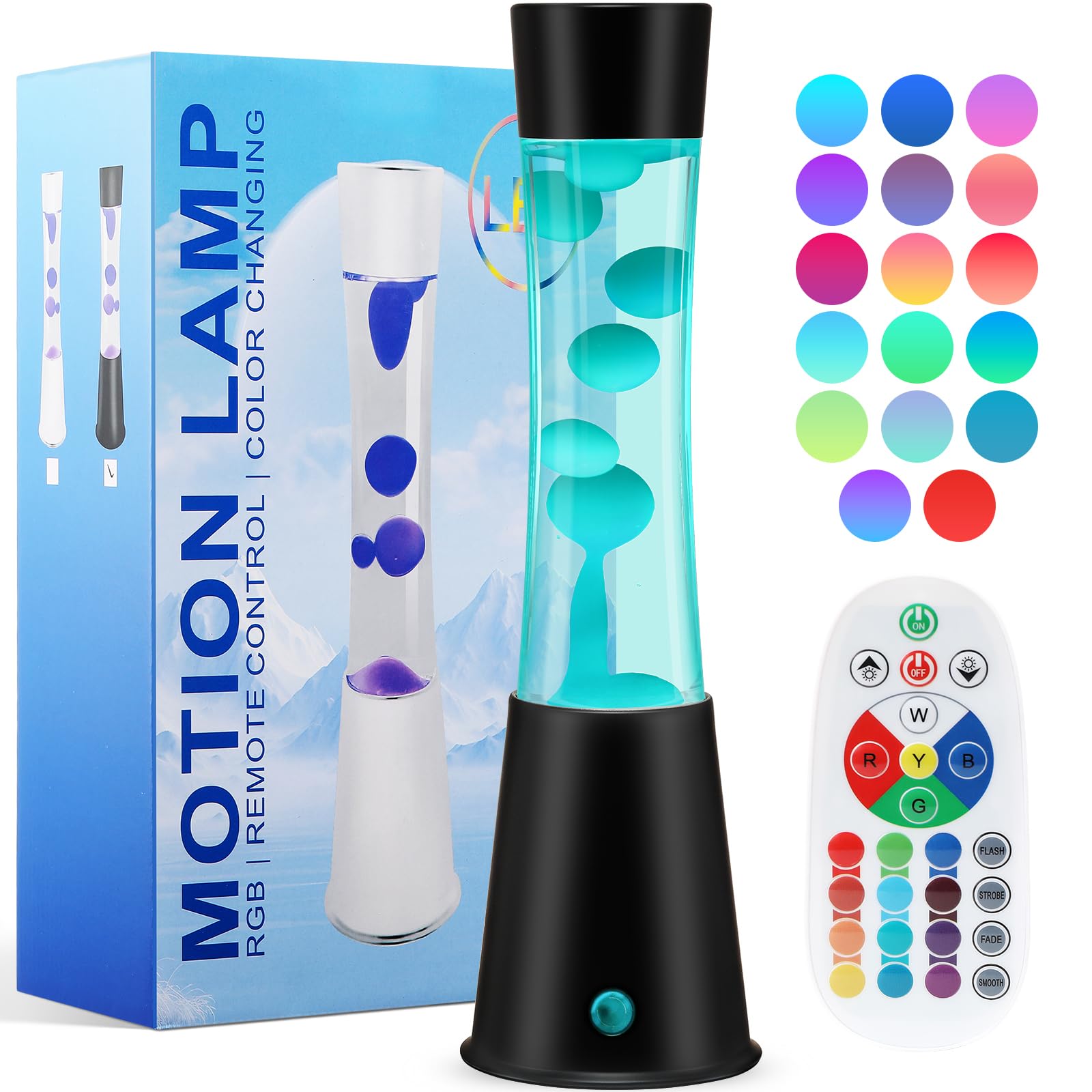 KIKILIVE 17 Colors Changing Liquid Motion Lamp with Remote,15.6" LED Night Light Relaxing Table Lamp for Kids & Adults, Liquid Light for Bedroom Home