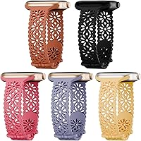 Vista 11 de 5 Pack Slim Lace Silicone Compatible for Apple Watch Band 38mm 40mm 41mm 42mm 44mm 45mm 46mm 49mm, Thin Hollow-out Breathable Strap for iWatch Ultra