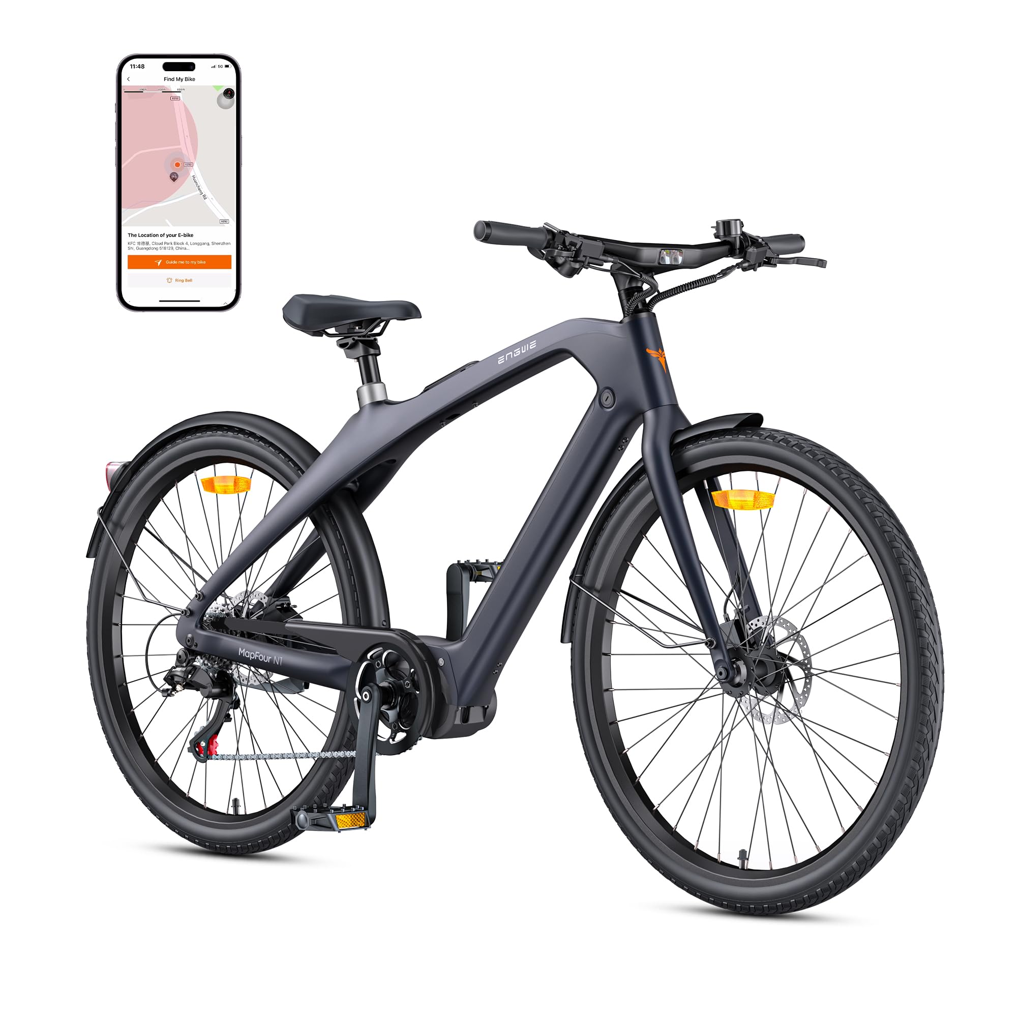 ENGWE Bici Elettrica da Uomo con Batteria da 36V 10Ah, Bici Elettrica con supporto di coppia, cambio a 7 velocità con APP e Bluetooth, motore a rotore interno fino a 100km