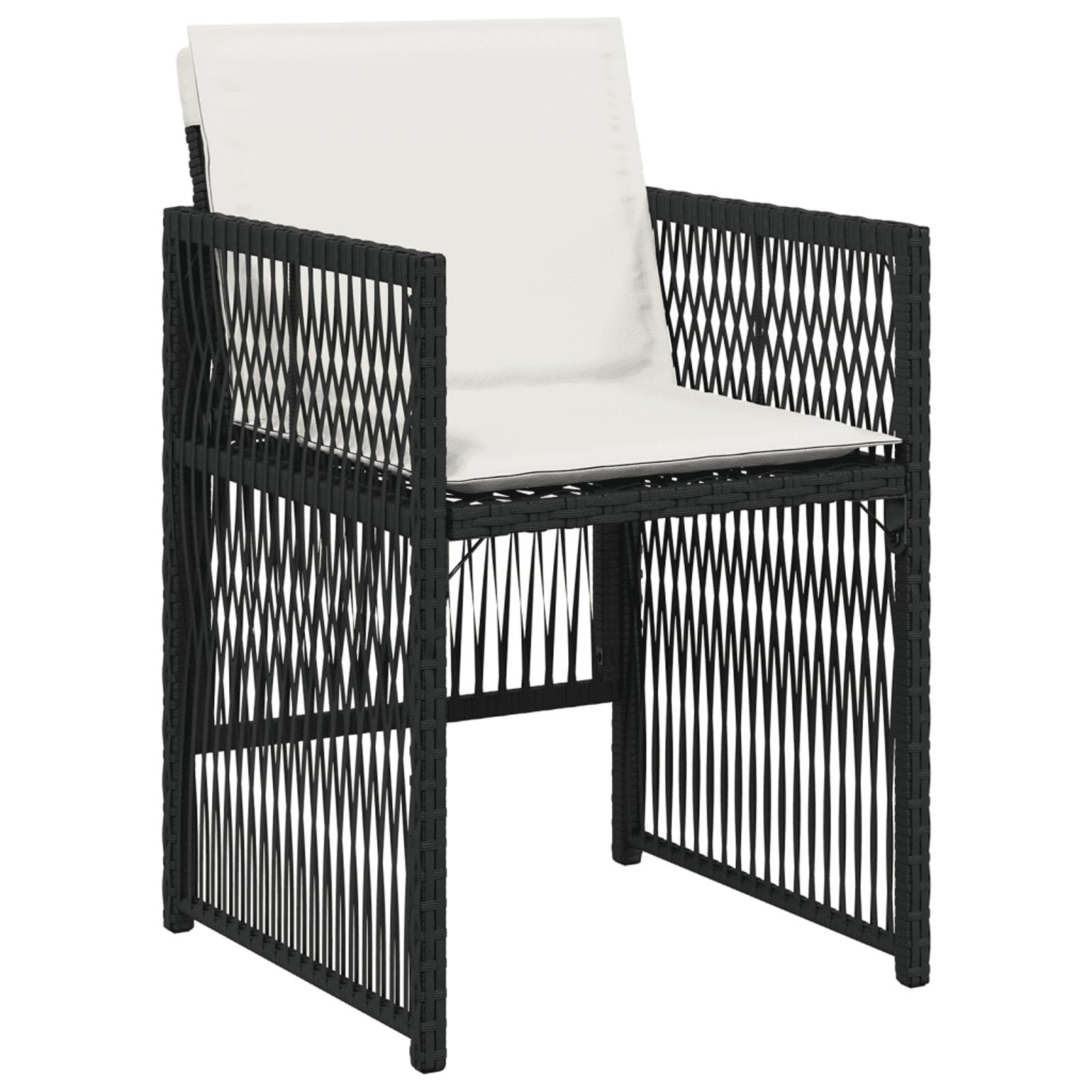 5-TLG. Garten-Essgruppe mit Kissen Schwarz Poly Rattan, Esstisch Mit Stühlen Set, Gartenmöbel Sitzgruppe, Balkon Möbel, Gartenlounge Set, Terrassenmöbel, Balkonmöbel Set - 3210894