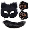 Valpeak Therian Mask and Tail Set for Girls Halloween Cat Mask Tail Cosplay Fox Mask Wolf Tail Over 1 Years Old