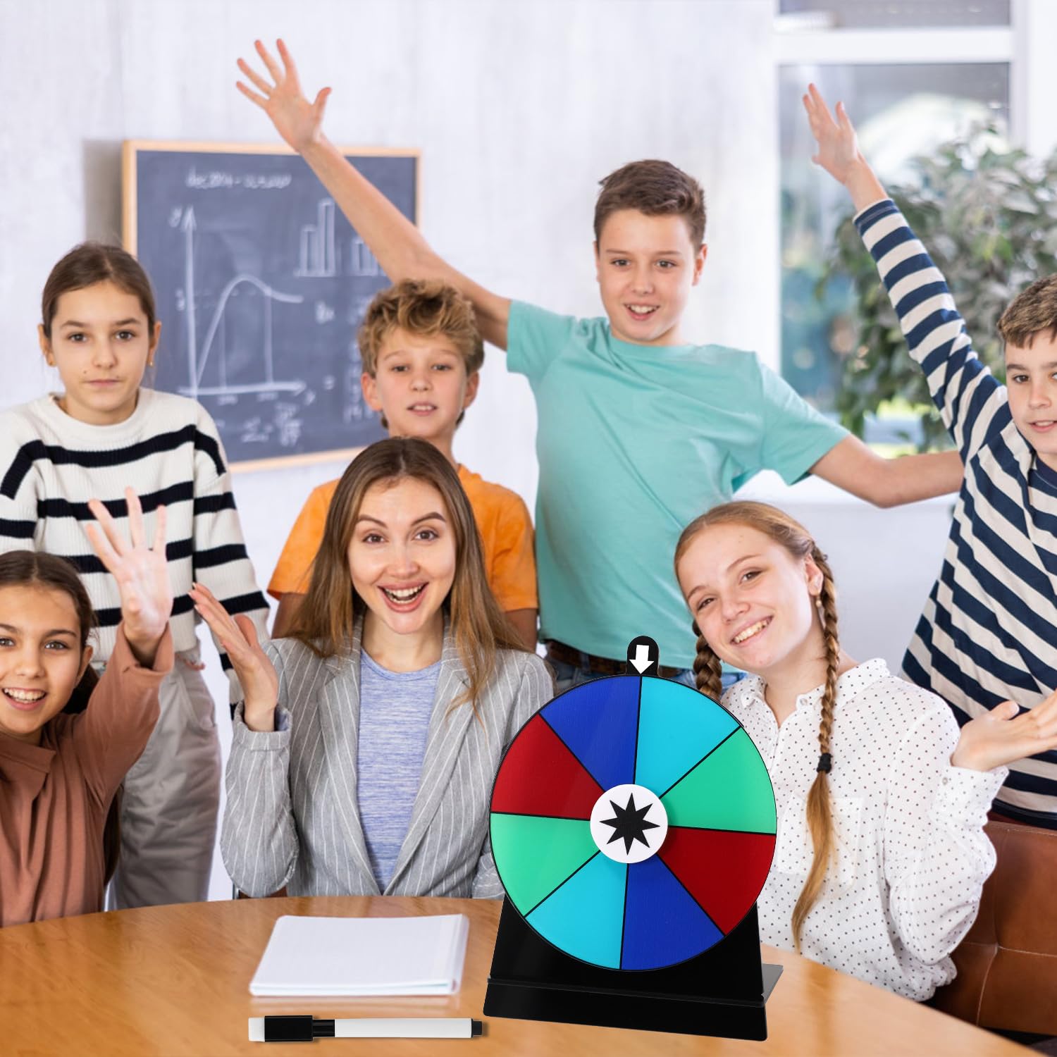 lasuroa Roue de Prix Tournante, Roue de la Chance avec Support Roue de Prix Roue de Prix Rotative avec Marqueur Effaçable à Sec et Gomme pour Carnaval Salon