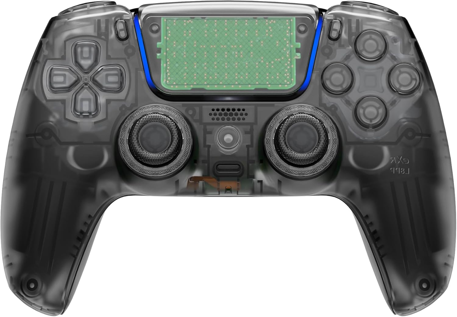 eXtremeRate Luna Redesigned Full Set Shell Buttons Touchpad Cover Compatible with ps5 Controller BDM-030 BDM-040 BDM-050, Clear Black Replacement Top Bottom Cover Case Compatible with ps5 Controller - Image 6