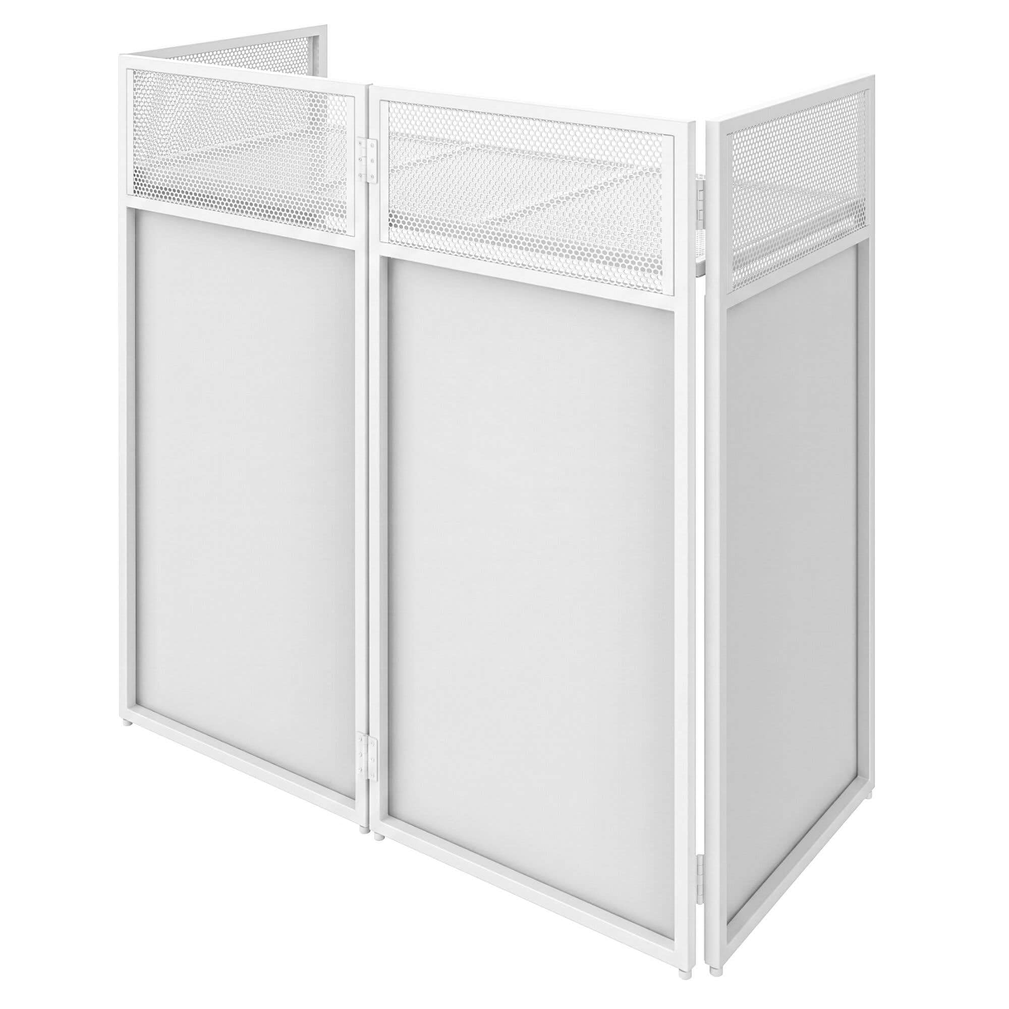 Vonyx DB4W Cabina DJ Plegable Blanca de 1 Metro con Mesa Perforada, 4 Paneles de Licra Ignífuga, Bolsa de Transporte, Estructura Metálica, Soporta 25 kg para Bodas, Eventos y Fiestas
