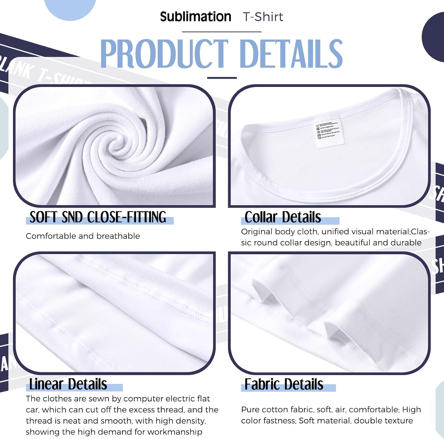 JenPen 5 Pcs Unisex Sublimation Shirts Bulk Blank Polyester T Shirt White Crew Neck Short Sleeve for Women Men Adult Kid - Image 4