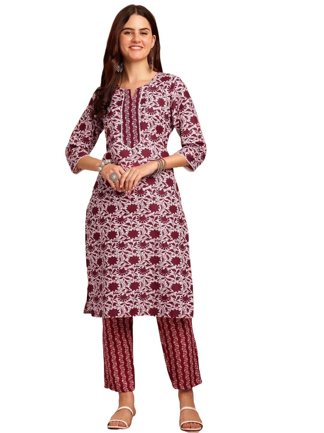 Lookmark Kurta Set: Vibrant For Every Occasion! Add A Pop Of Color To Your Wardrobe With Our Printed Kurti Pant Sets! Maroon