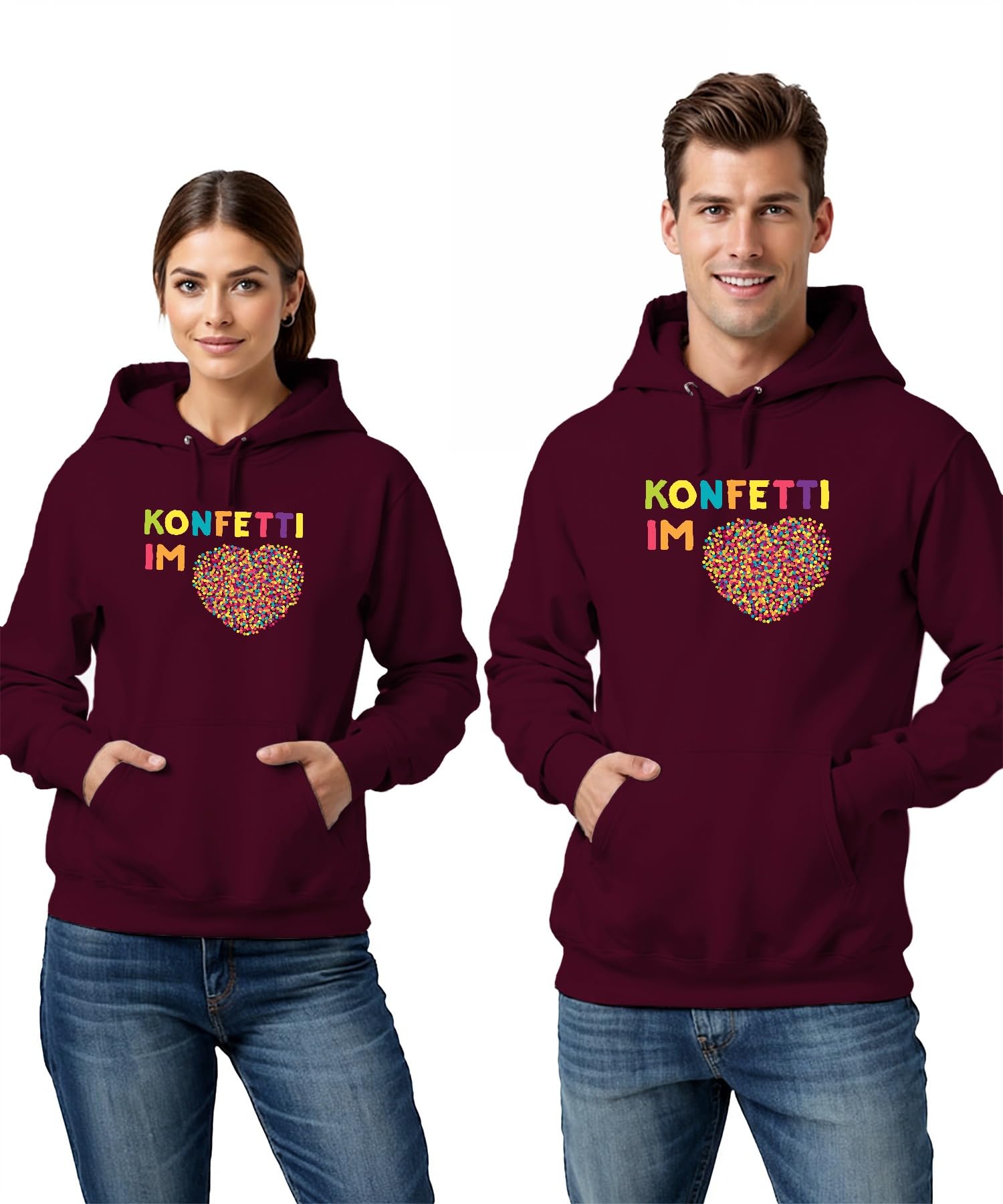Konfetti w sercu, urodziny, imprezę, Walentynki, miłość, kolorowe, uniseks bluza z kapturem