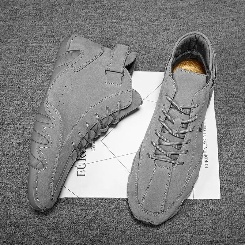 Image of Zixer Deebeck Explorer Wide: Extra-Wide Designed Barefoot Ankle Boots for Outdoor, Biking & Commuting Men's Suede Velcro Leather Casual Sneakers Vol-2