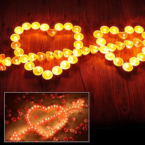 Miniatura 5 de Paquete de 50 velas en forma de corazón (25 x 2 capas), velas románticas sin perfume, velas sin goteo y de larga duración, sin humo, para decoración