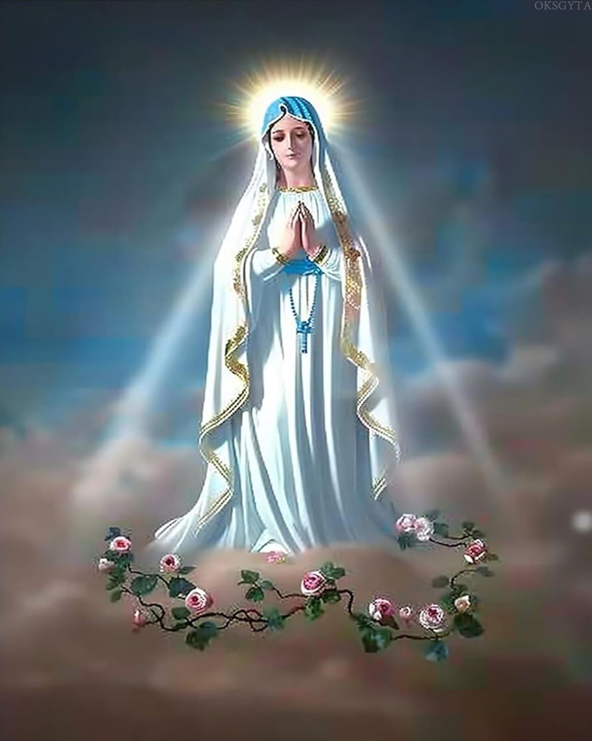 OKSGYTA Paint by Numbers for Adults Beginners-Paint by Number Mary, DIY Acrylic Color by Numbers Kits on Canvas Virgin Drawing Colorful Paintworks Artwork for Adults Beginner, 16x20 Inch