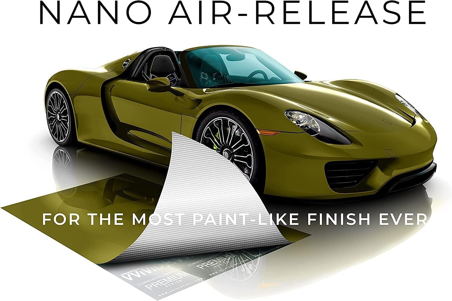 VViViD+ Ultra Gloss Combat Military Green 6ft x 5ft Vinyl Car Wrap Premium Paint Replacement Film Roll w Nano Air Release Technology, Stretchable Protective Liner