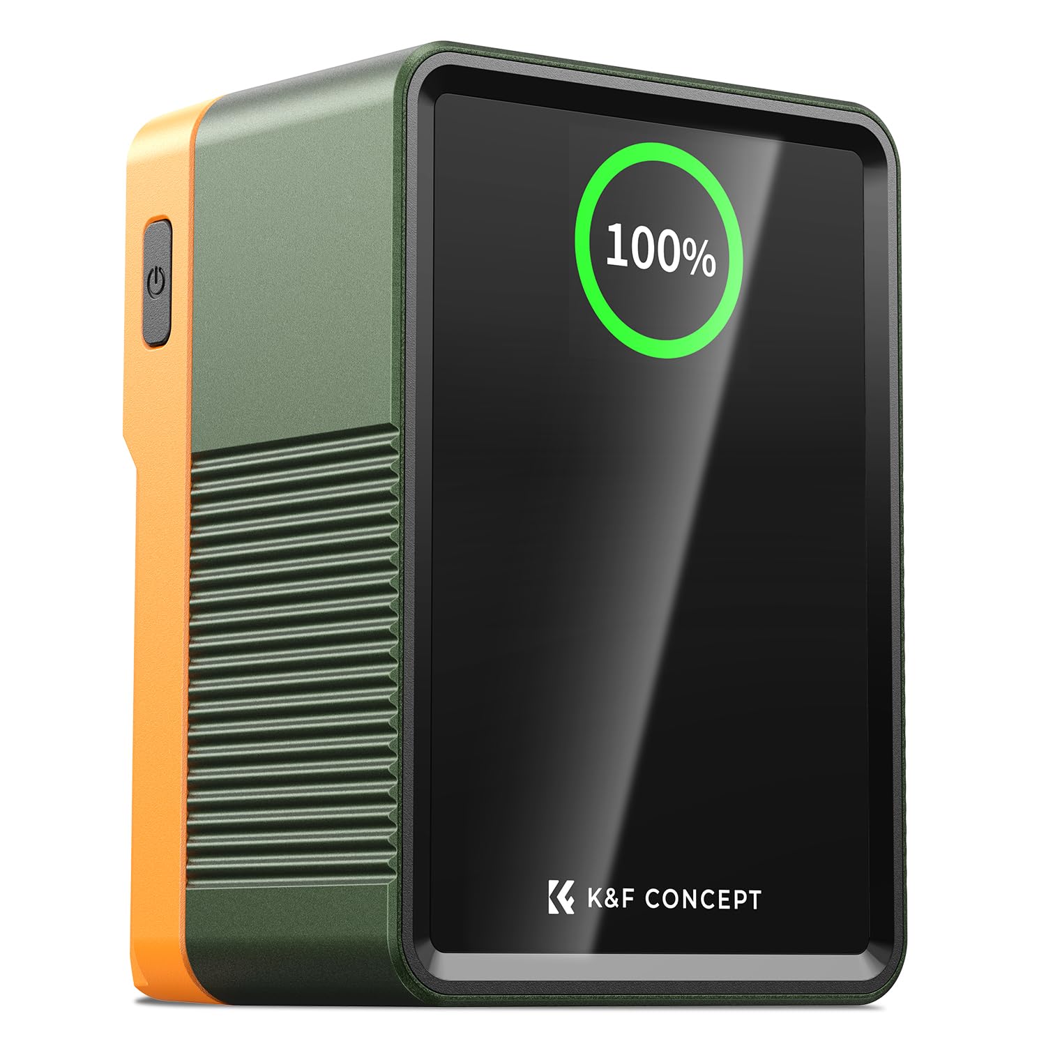 K&F CONCEPT 99Wh Batteria V Mount con 100W Ricarica Rapida PD, 14,8V/6700mAh Mini Batteria V Lock con DC/D-Tap/Doppia USB-C/USB-A/Schermo TFT per Fotocamera, Videocamera, Monitor (Arancione)