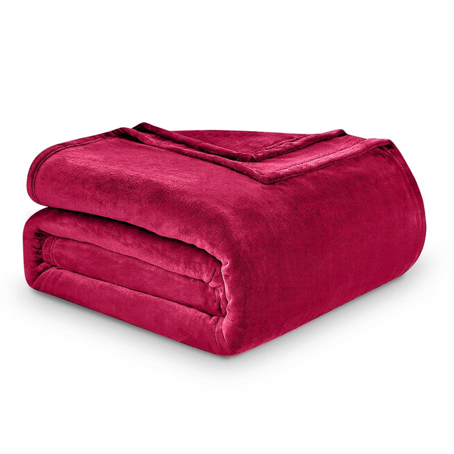 GC GAVENO CAVAILIA Mink Fur Plain Fabric Fleece Bed Throw, Warm & Cosy Fuzzy Thick Blanket Double Bed Sofa Couch Bedspread, Fuchsia 150x200 Cm