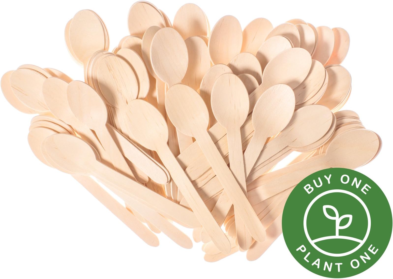 Disposable Wooden Spoons • Eco-friendly Compostable Birch Wood • 100 Count • 6 inch