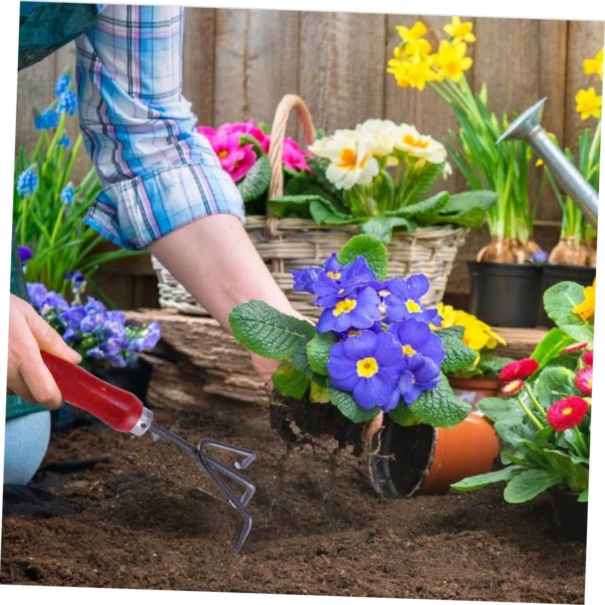 UPKOCH 2 Set Rastrello A Tre Denti Strumenti Da Giardino Accaparratore Da Giardino Rastrelli Da Piccoli Attrezzo Attrezzi Da Per Diserbo Ferro Da Stiro Rosso 2 Pezzi*2
