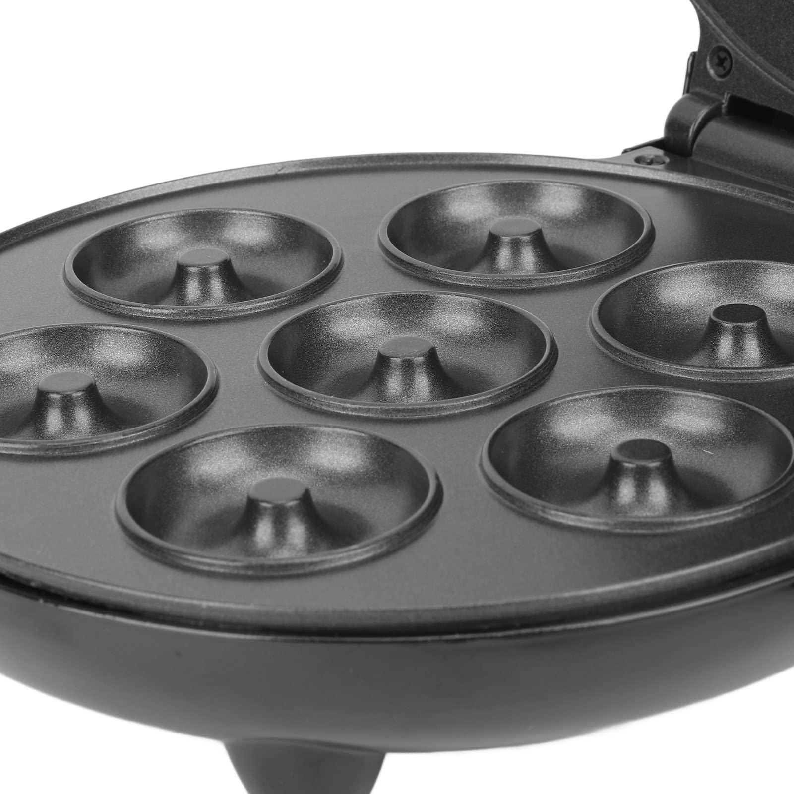 Donut Maker, 1000W Antiadhésive Mini Donut Maker Machine Double Face Heating Electric Donut Maker, Fait 7 Donuts, pour Enfants Petit Déjeuner Collations Desserts (Noir)