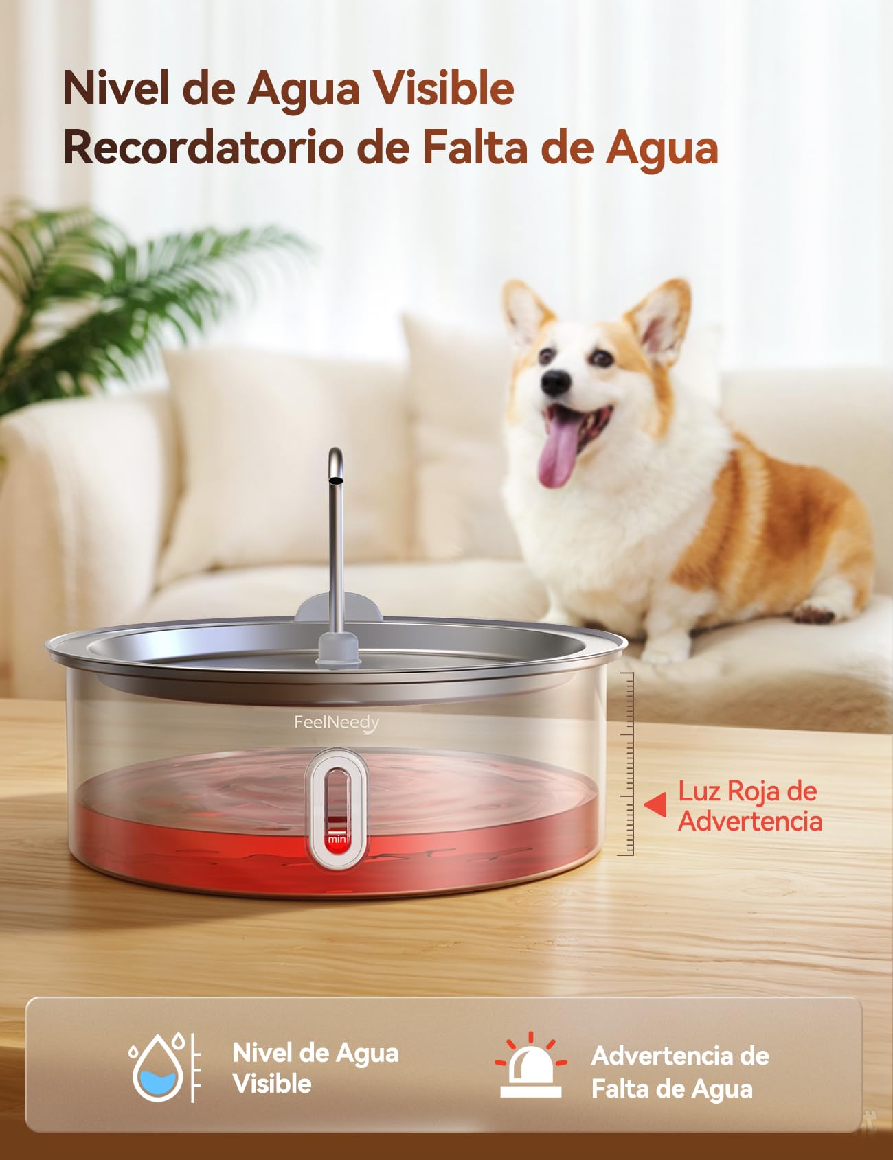 FEELNEEDY 7L Fuente para Gatos y Perros de Acero Inoxidable con 2 Filtros