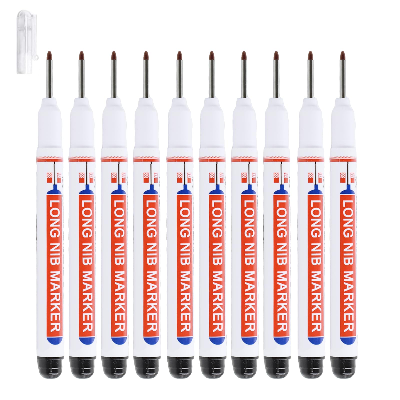 10PCS Deep Hole Marker Pens,20 mm Long Head Deep Hole Marker Pen,Woodworking Markers,Marking Tool for Permanent Marking