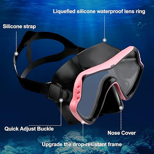 Miniatura 4 de 6 gafas de esnórquel para adultos, máscara de buceo, vista panorámica, gafas de buceo, equipo de entrenamiento de natación para jóvenes, adultos,