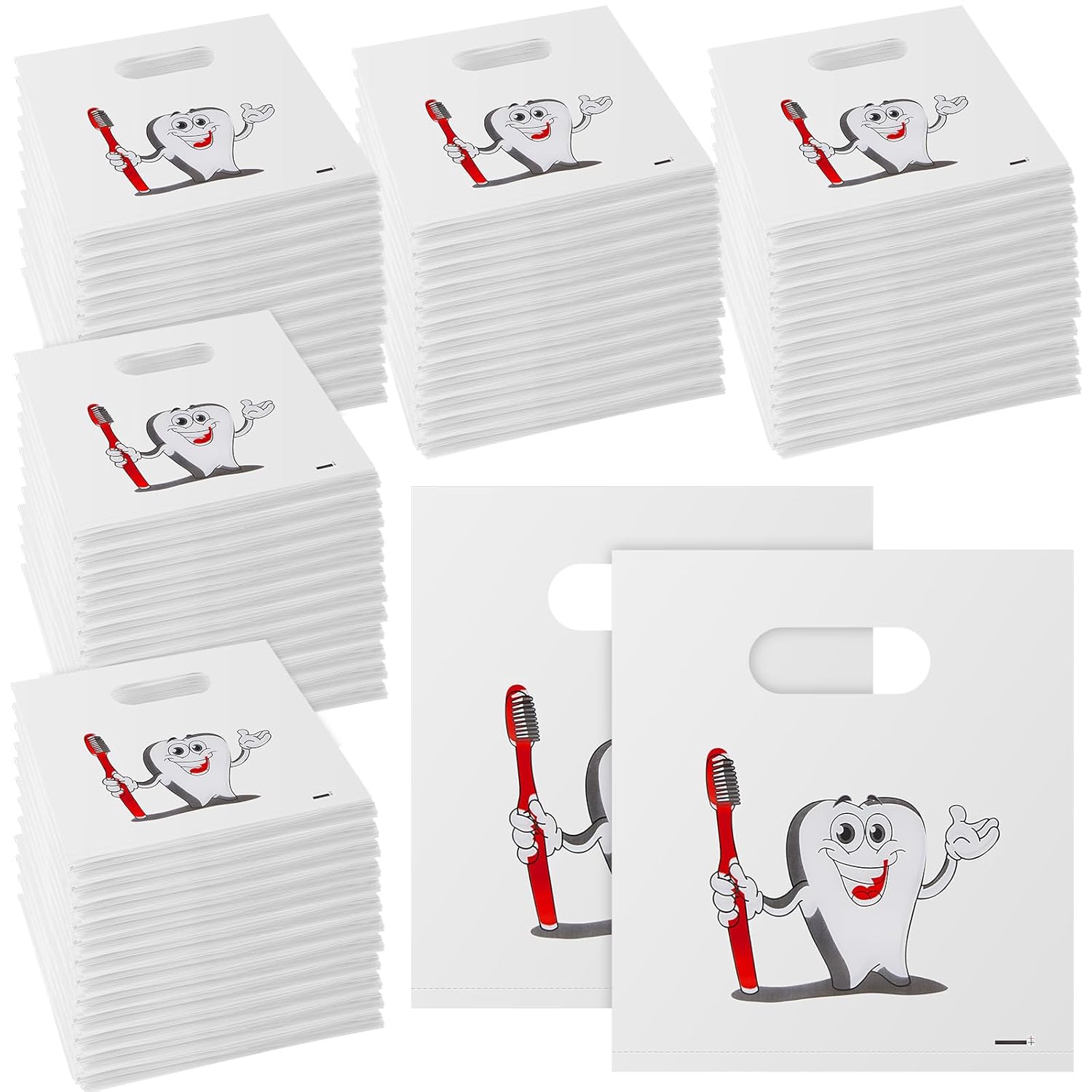 Colarr 800 Pcs Tooth Patient Care Dental Bags Bulk 9 x 8 Inches Dental Giveaway Bags with Handles Dental Goodie Bags for Dentist Clinics Tooth Care Accessories Party Favor Encouragement Gift (Patient)