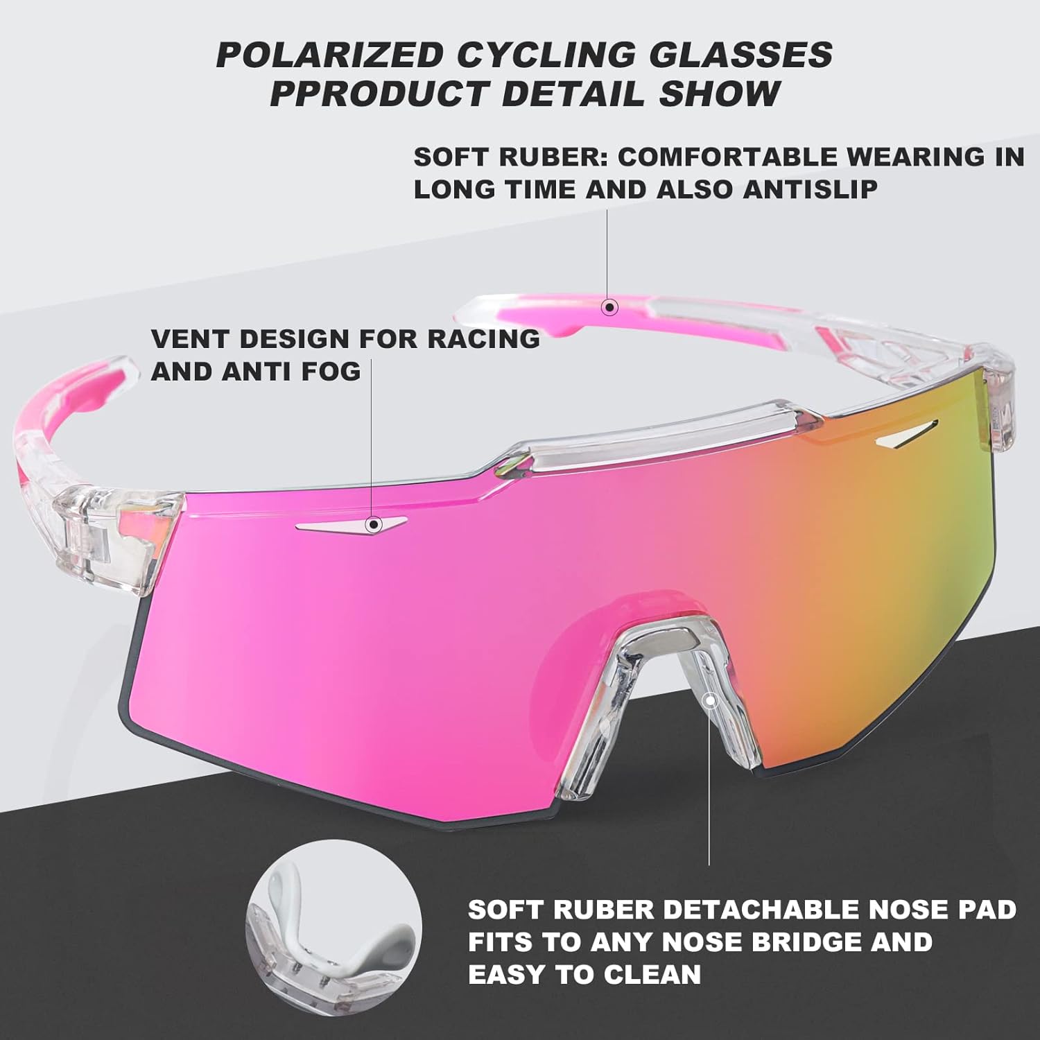 EXP VISION Polarized Cycling Glasses, UV 400 Sports Sunglasses Biking Goggles Running Hiking Golf Fishing Driving