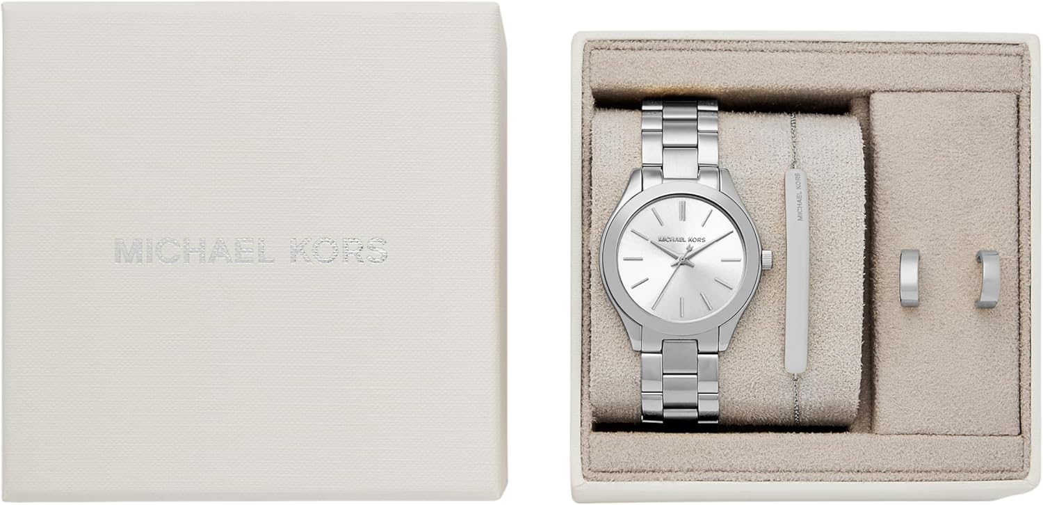 Michael Kors Women's Slim Runway Three-Hand Stainless Steel Bracelet Watch Gift Set (Model: MK7563SET) - Image 4