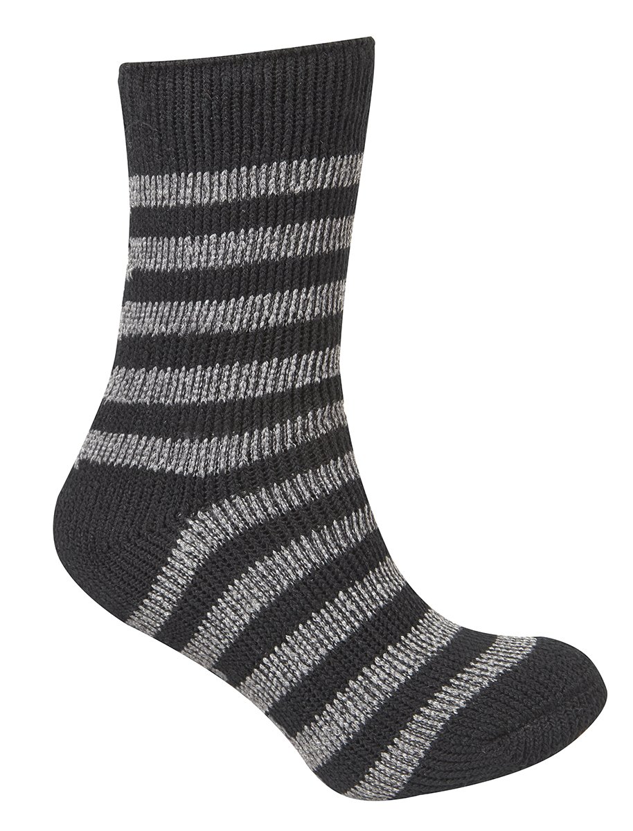 Red Tag Boys Nero Childrens Kids Extreme Thermal Socks Striped W/Grippers Tog 2.45 Black 9-12
