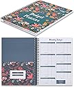 Soligt Budget Planner 2025-2026, Monthly Budget Book Bill Organizer with 12 Pockets, Undated Home Financial Money Expense Saving Debt Tracker Notebook, 1 Year, Blue Floral, Spiral Design
