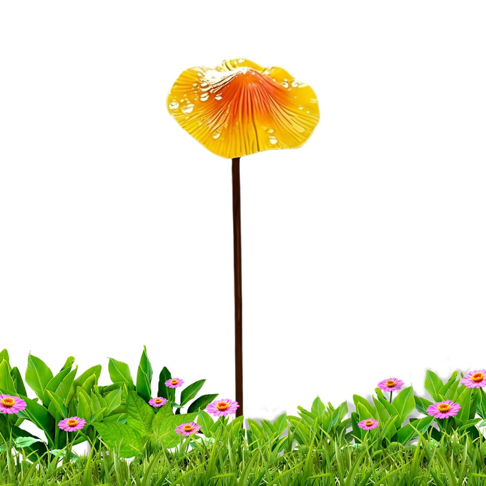 Décoration de champignon de jardin en métal rouillé coloré pour extérieur