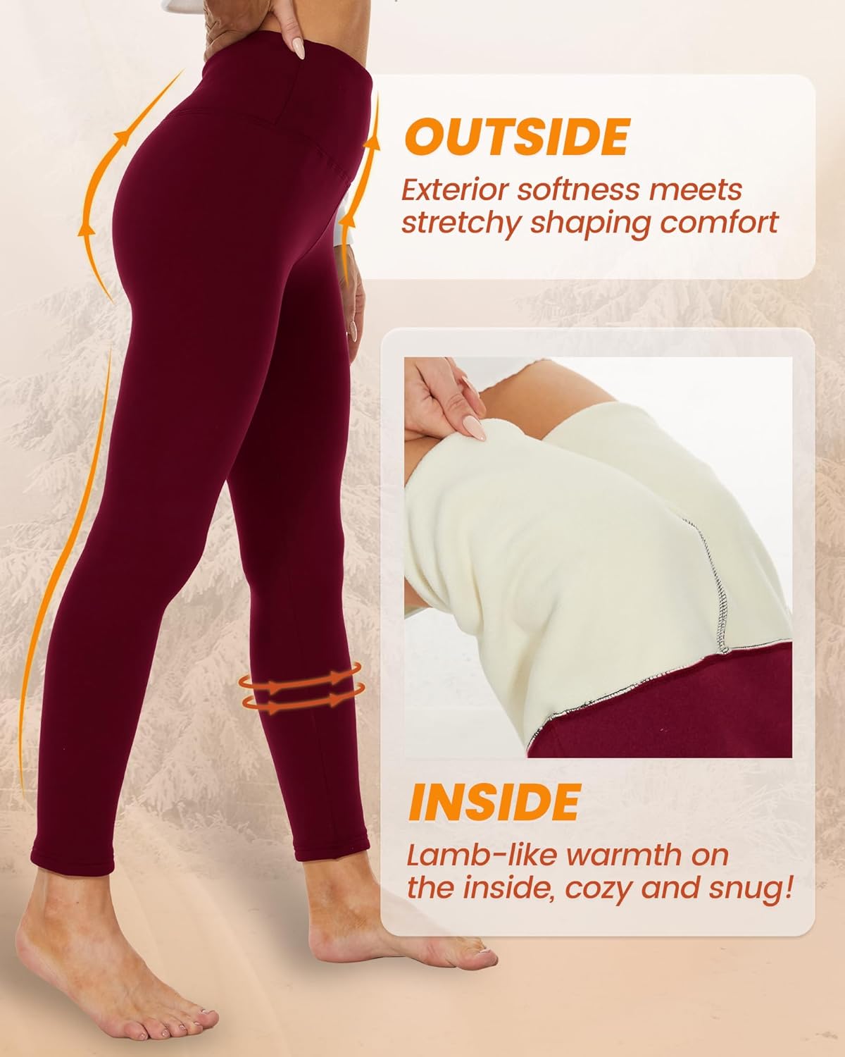 NexiEpoch Fleece Lined Leggings Women - Thermal Thick Winter Warm High Waisted Tummy Control Soft Pants for Snow Cold - Image 4