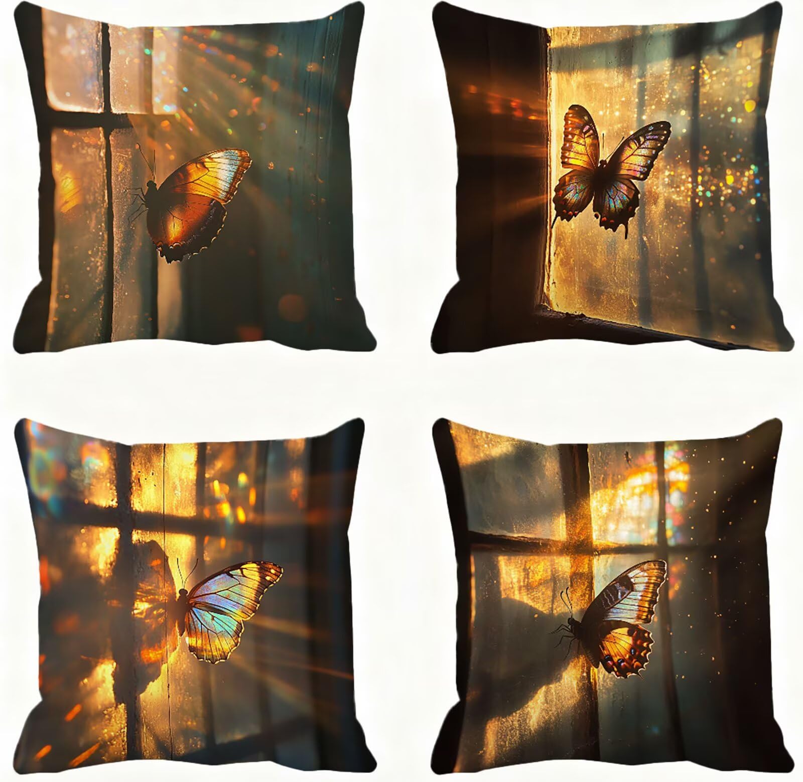 Housse coussin 45x45 papillon lot de 4 taie oreiller super doux protege oreiller canape maison