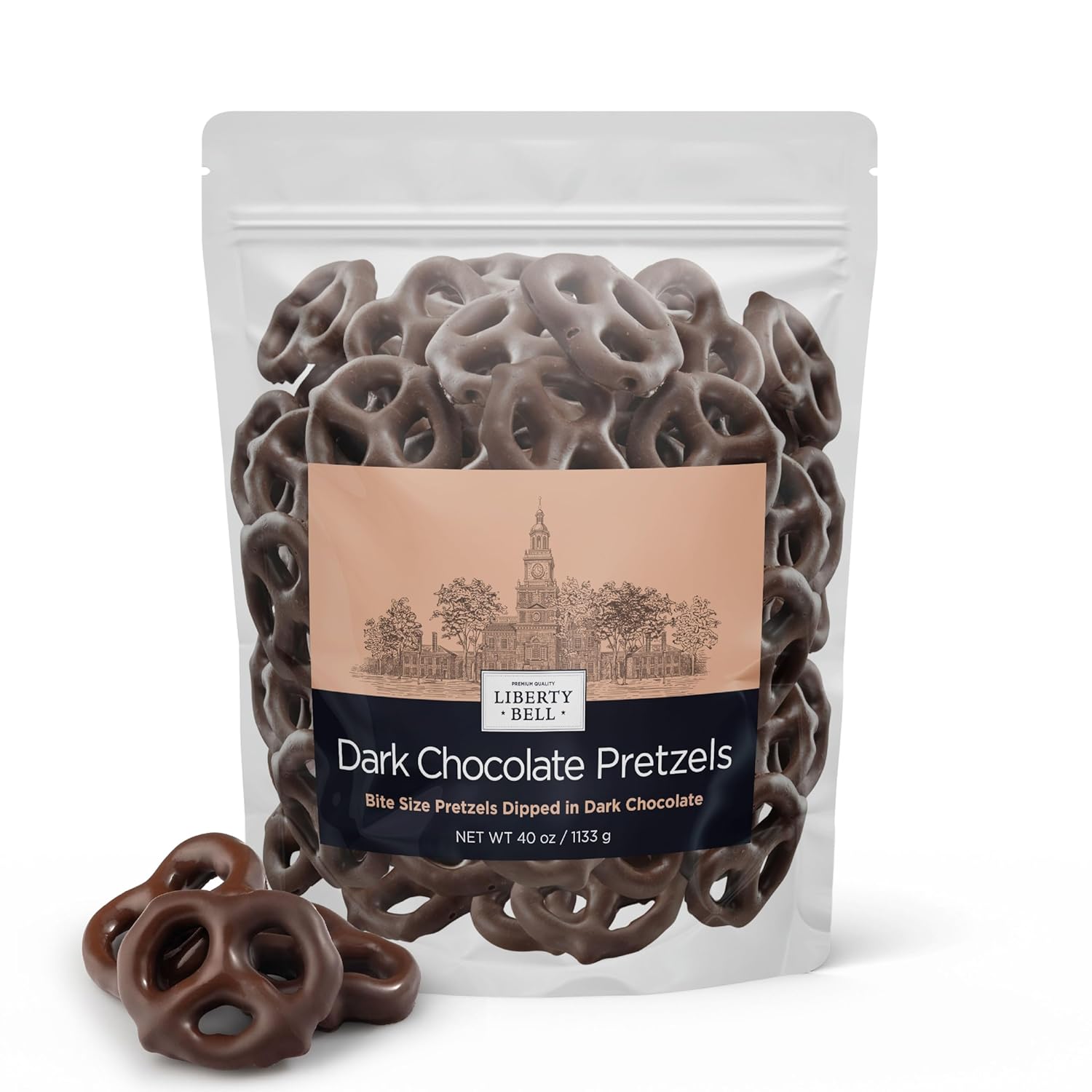 Liberty Bell Real Dark Chocolate Covered Mini Pretzels, 40 Ounce Bag