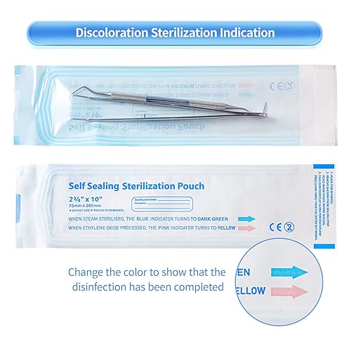 Miniatura 8 de Annhua Bolsas de esterilización de 2.8 x 10 pulgadas, bolsas de esterilización, 200 unidades para herramientas de limpieza, bolsas de
